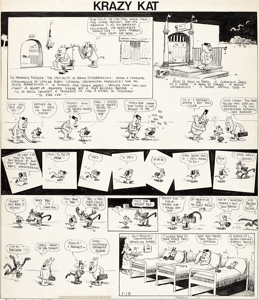 George Herriman, Krazy Kat Sunday strip, January 1923