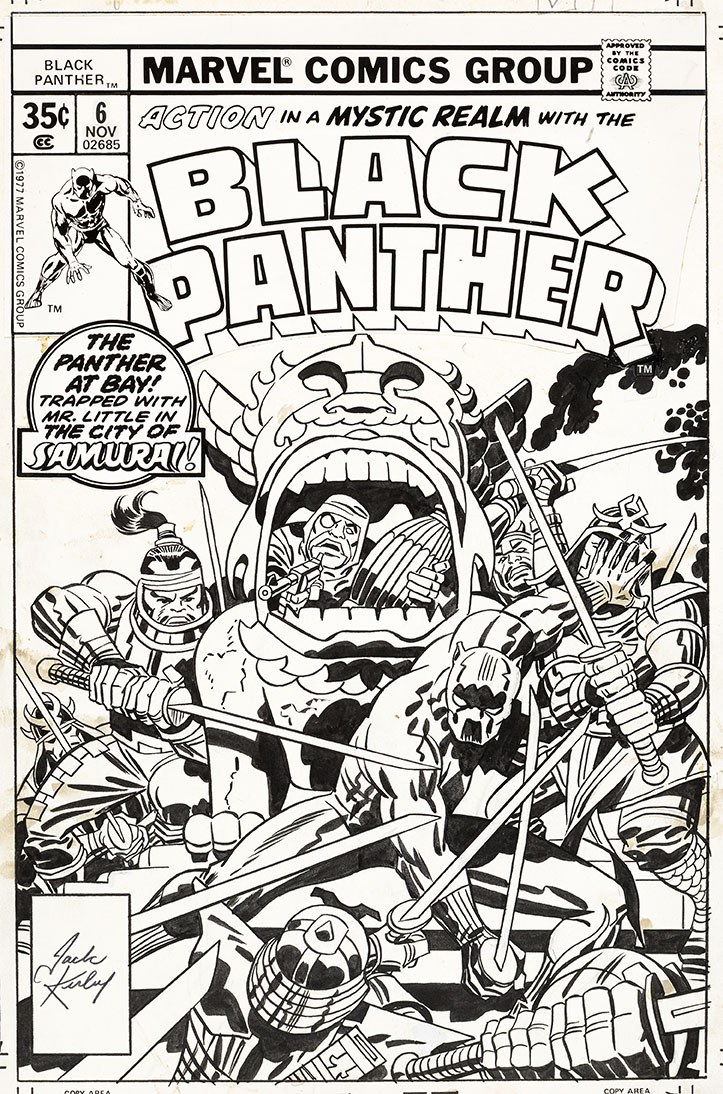 Jack Kirby (penciler) and Frank Giacoia (inker), cover for Black Panther, vol. 1, no. 6, 1977
