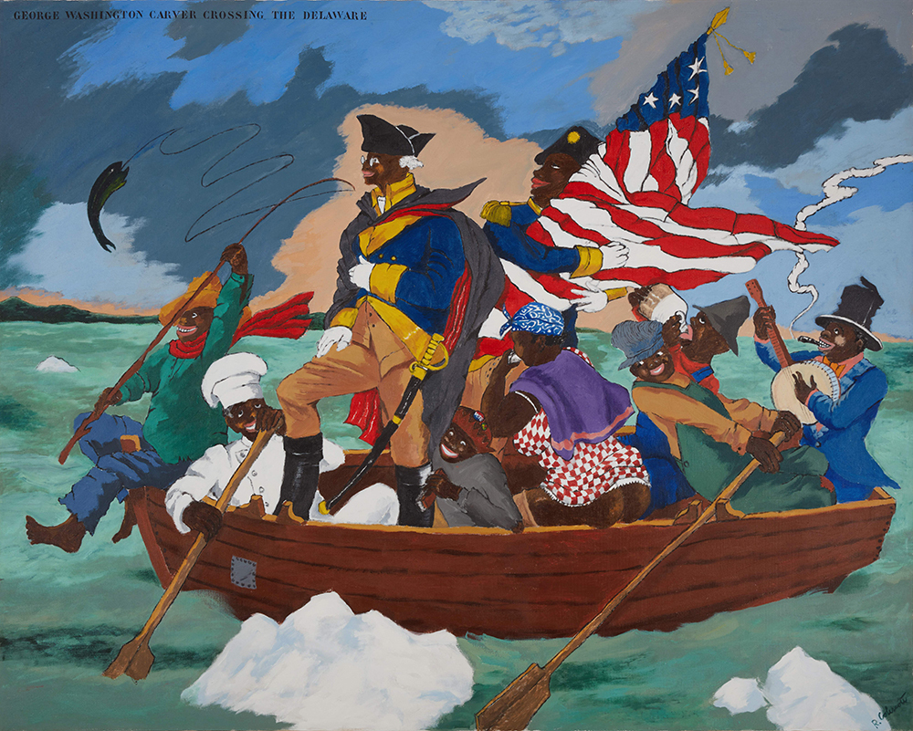 Robert Colescott, George Washington Carver Crossing the Delaware: Page from an American History Textbook, 1975
