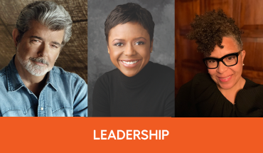 Leadership image with headshots of George Lucas, Mellody Hobson, Sandra Jackson-Dumont