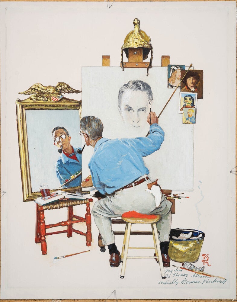 Norman Rockwell, Study for Triple Self-Portrait,  1960. © SEPS licensed by Curtis Licensing